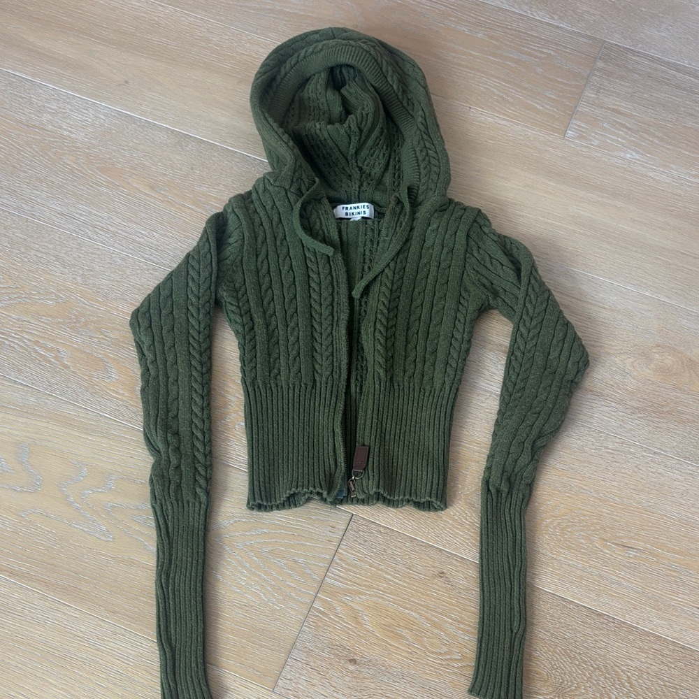 Frankie's Bikinis Forest Green Hooded Cardigan